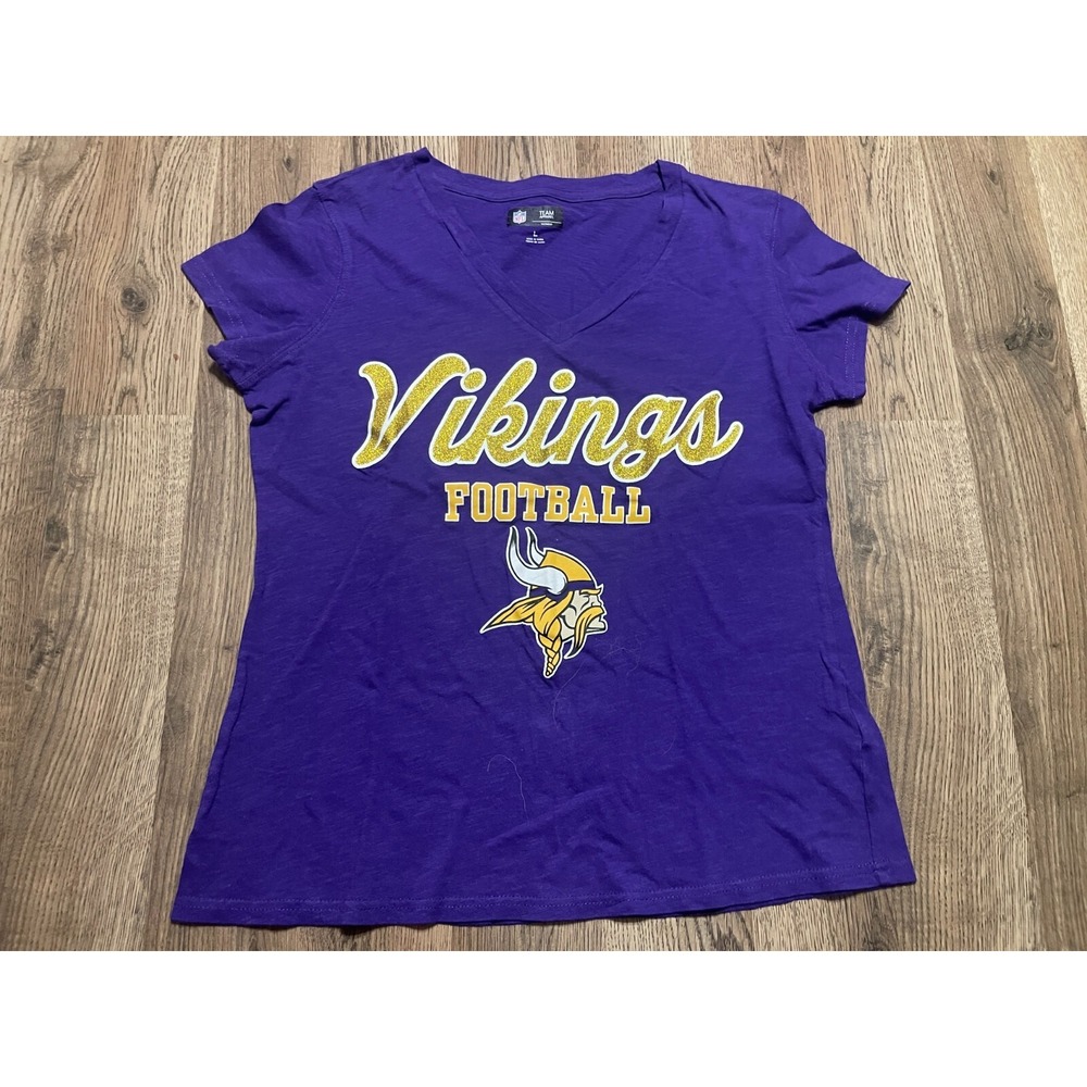 Team Apparel Shirt, Women's Size Large, Purple, Minnesota Vikings, V-neck
